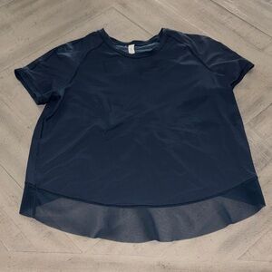 Lululemon Navy Short-Sleeve Active Top with Mesh Hem